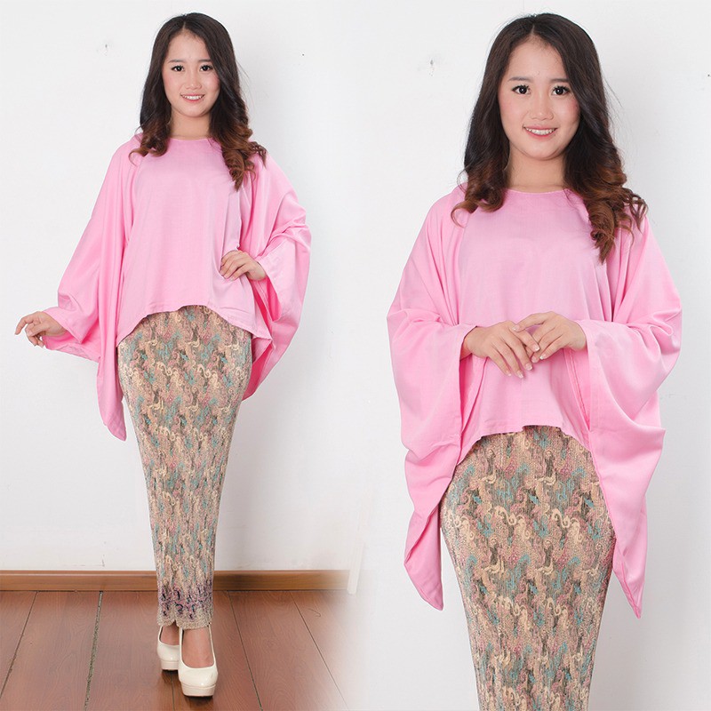 Set Aneta Setelan Kebaya Batwing dan Rok Plisket Batik Wanita