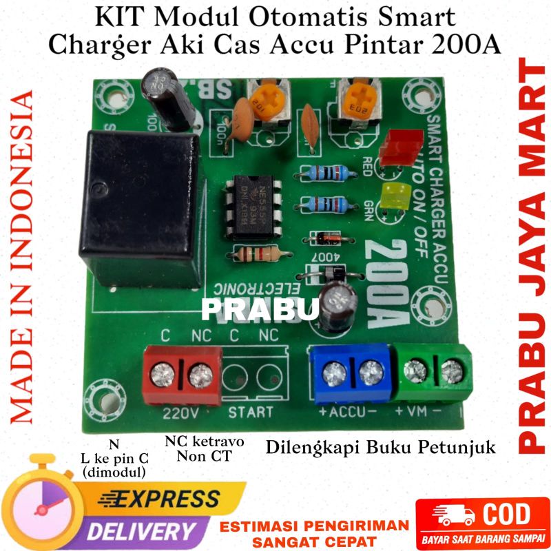 KIT Modul Otomatis Smart Charger Aki Cas Accu Pintar 12v 200A