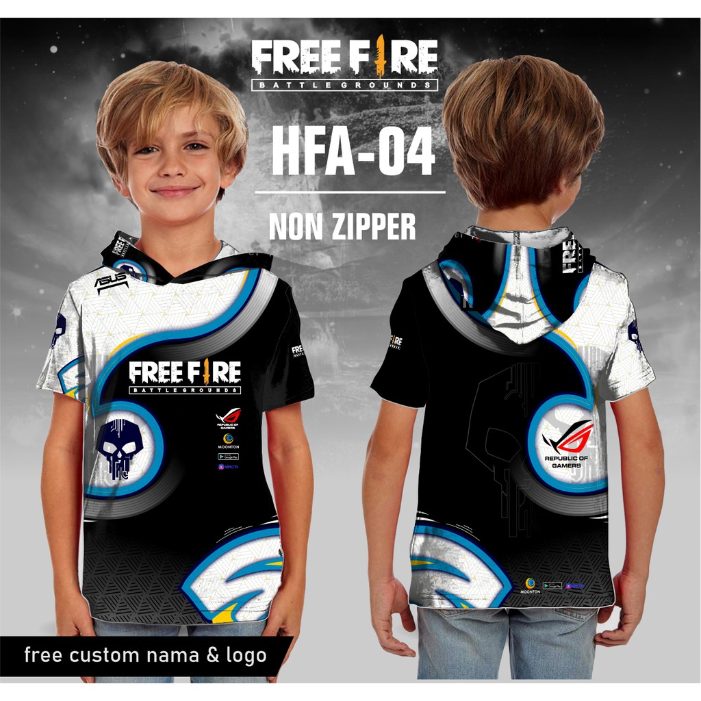 Jersey hoodie free fire anak baju kaos game ff
