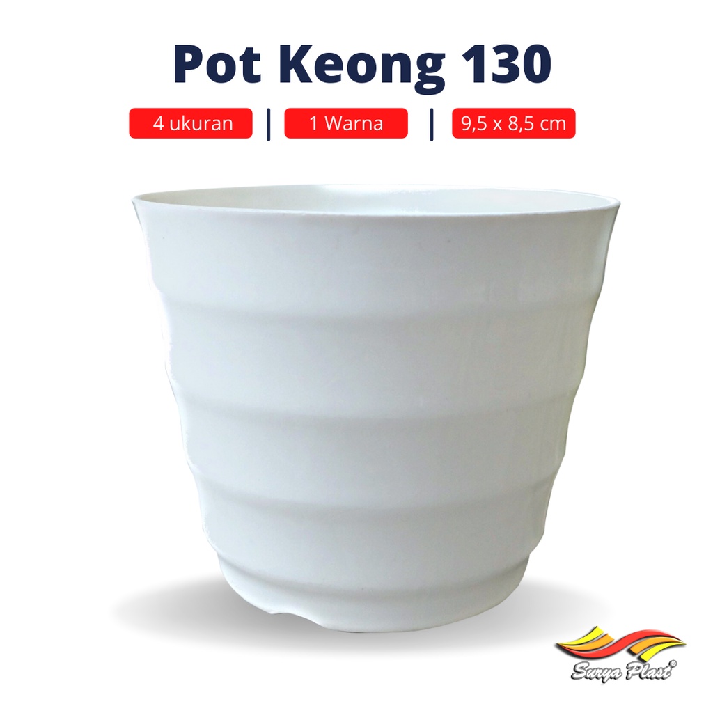 (isi 3 pcs) Surya Plast Pot Keong 130 | Pot Bunga Motif Tawon Madu 130 Putih | Ukuran 9 Cm
