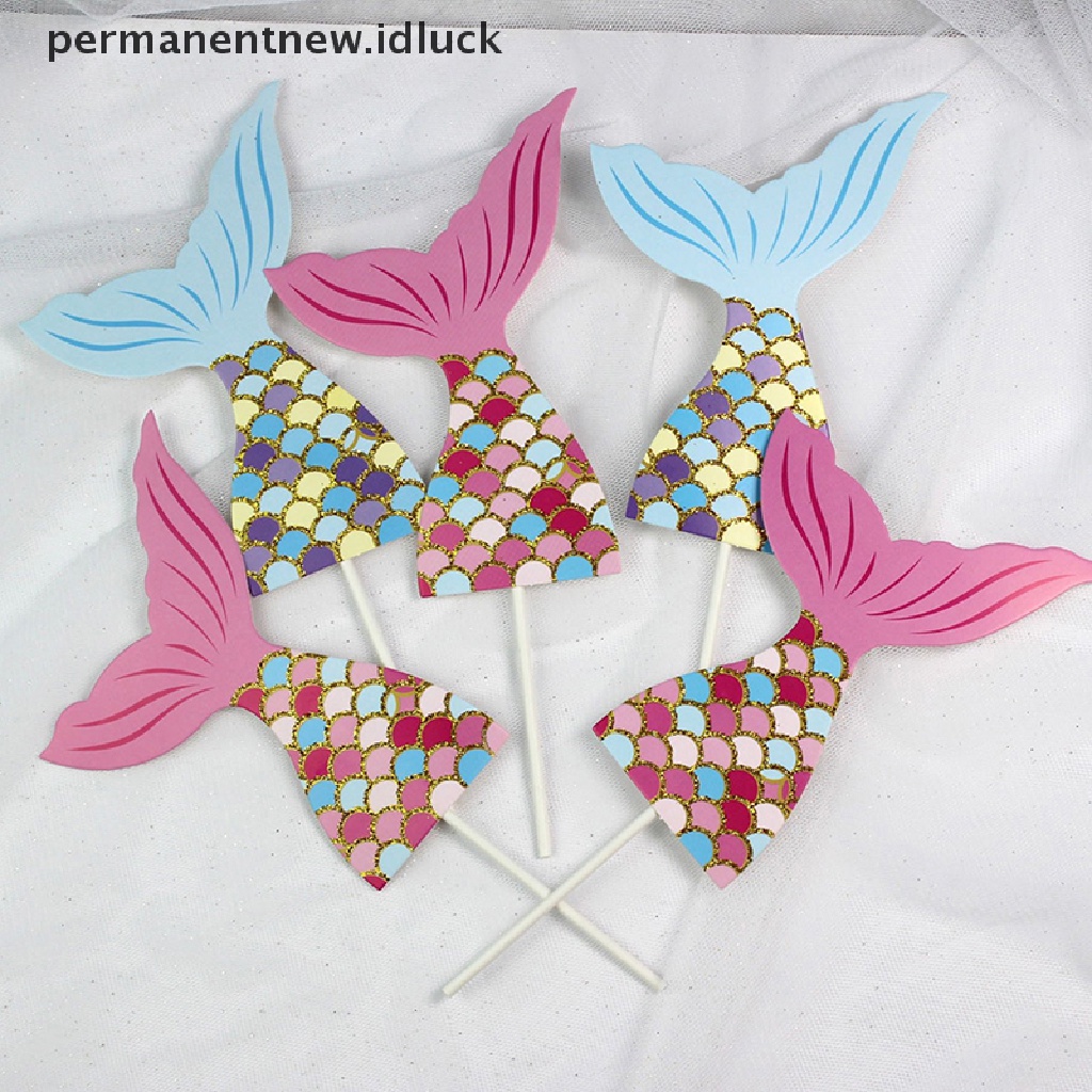 3 Pcs topper Kue Bentuk Ekor mermaid Untuk Dekorasi Pesta Ulang Tahun