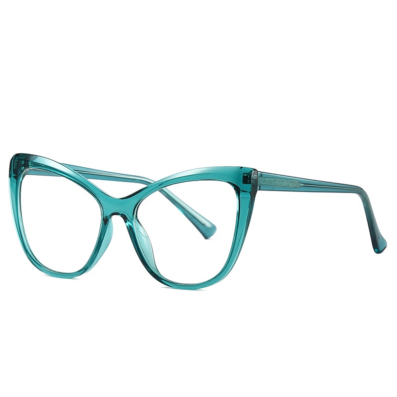 (YUZHU) Tr90 Kacamata Cat Eye Oversized Anti Blue Light Warna Gradasi