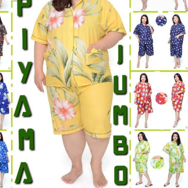 ♖ PIYAMA JUMBO CELANA PENDEK WANITA LD 130 120 SET BAJU TIDUR CEWEK DEWASA SETELAN KATUN KARAKTER ➬