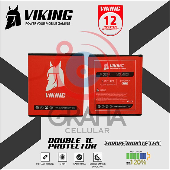 BATERAI / BATTERY / BATRE  ASUS Z007 / ZC451 / ZC451CG / ZENFONE C / 4C VIKING DOUBLE POWER
