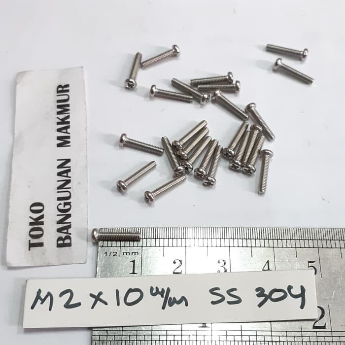 Baut M2 x 10mm SS 304 M2x10m  per 10pcs