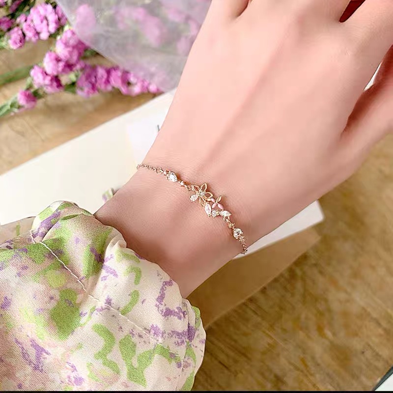 【CandyCat】Versi Korea Dari Gelang Kecil Bunga Kupu-kupu Segar Sederhana Dan Halus Gelang Zirkon Bertatahkan Mikro Perempuan-2