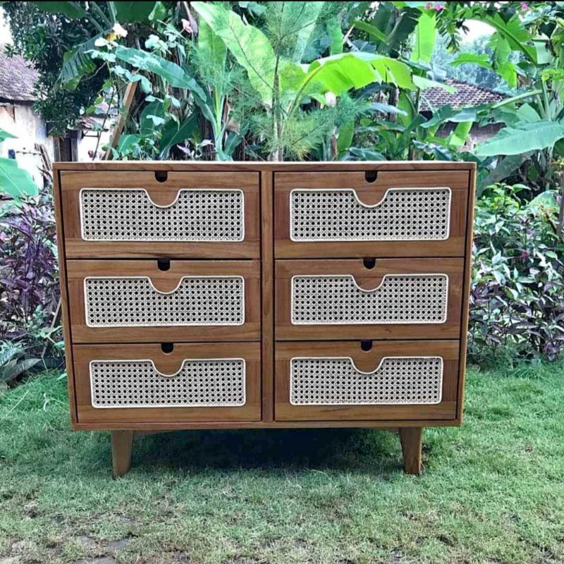 bufet laci 6 Kombinasi rotan/ bufet jati/ bufet TV/ konsul