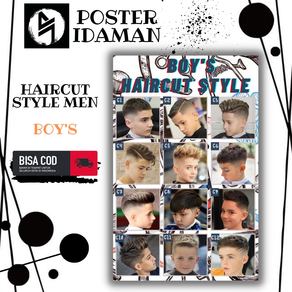POSTER IDAMAN - poster pangkas rambut pria 2022 BOY'S HAIRCUT - poster pangkas rambut terbaru ANAK M