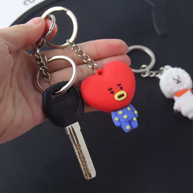 Cartoon KPOP BTS BT21 Keychain Popular Pendant Small Gift Mini Figure BTS Doll keyring