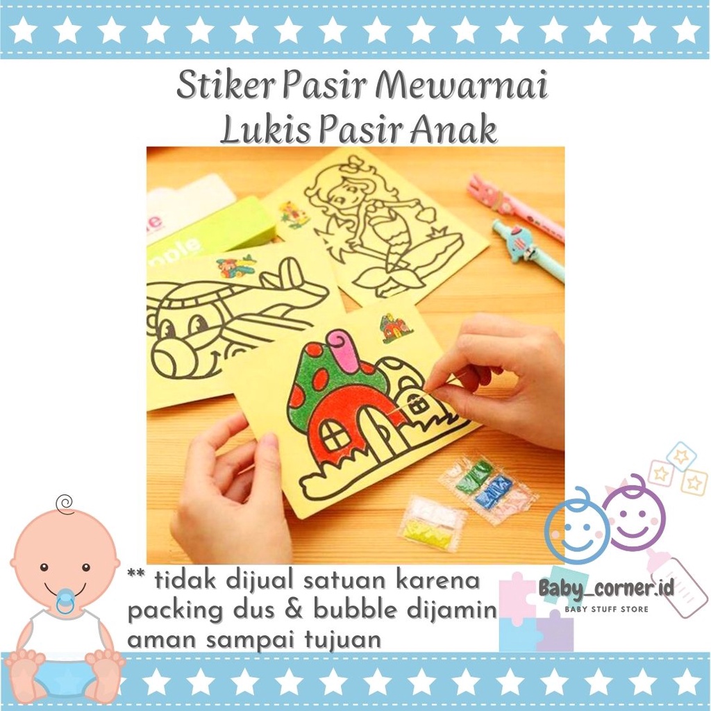 lukis gambar tempel pasir anak | mewarnai pasir | mainan edukasi stiker pasir anak| Mainan Sensori Anak