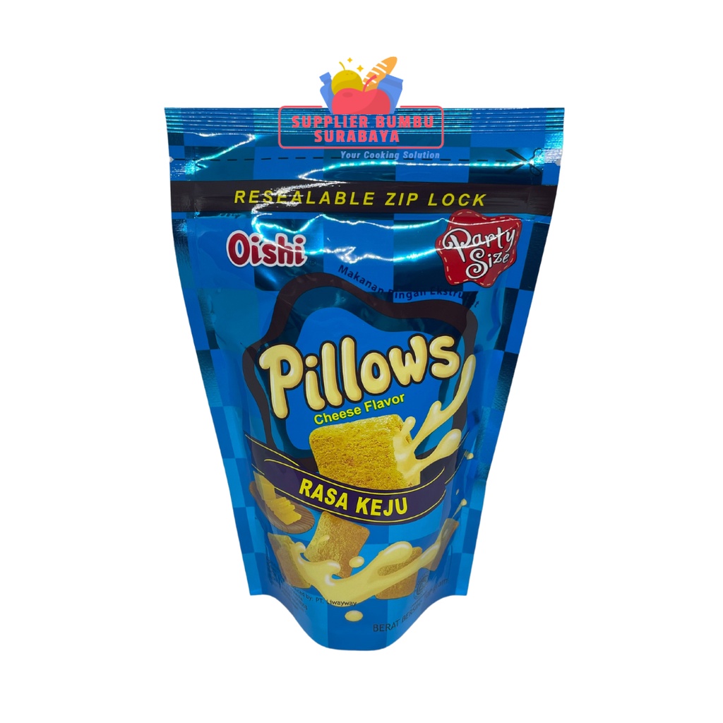 Snack Oishi Pillows Coklat Taro Ubi Coco Pandan Keju Durian 100g