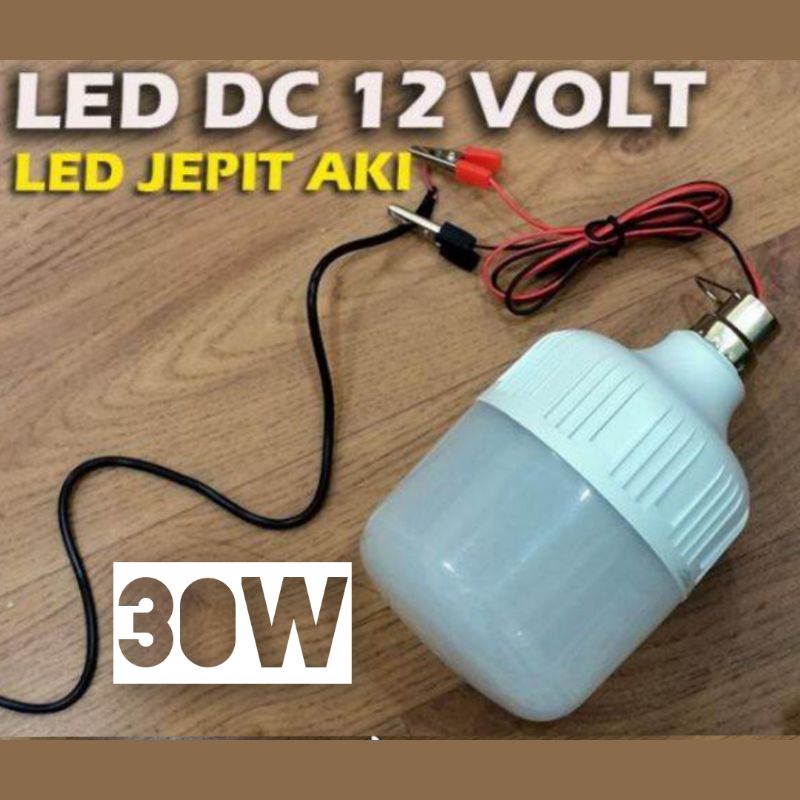 Lampu LED DC jepit Aki accu 12 Volt, Bohlam DC12v 5w,10w,15w,20w,25w,30watt -