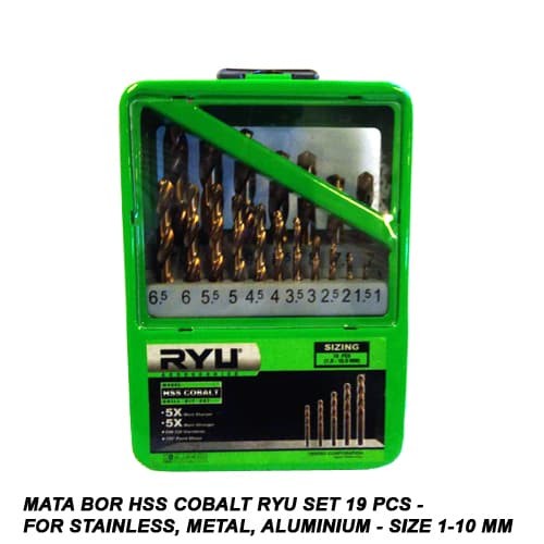 Ryu Set 19 Pcs - For Stainless, Metal, Aluminium - Mata Bor HSS Cobalt