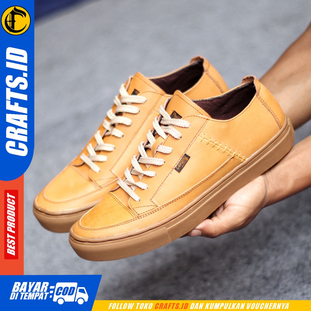 Sepatu Sneakers Pria Sepatu Casual Pria Kulit Asli Sepatu Kerja Kuliah Kondangan Sepatu Hitam Pria CRAFT DANTEZ