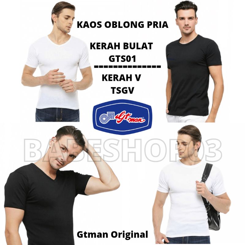 KAOS OBLONG PRIA GTMAN KERAH BULAT & KERAH V