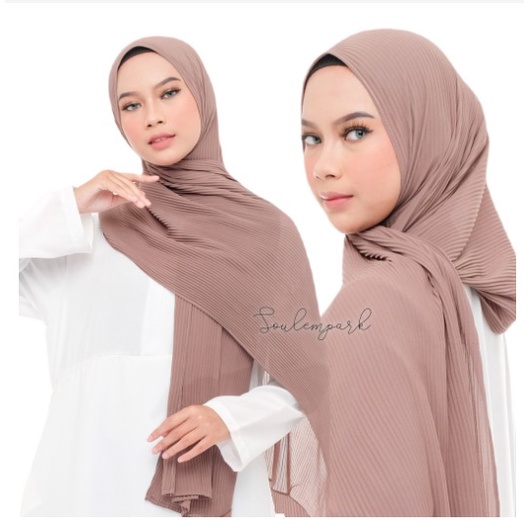 PASHMINA PLISKET BAHAN CERUTY BABY DOLL  FULL PREMIUM TANPA GARIS TENGAH BISA COD