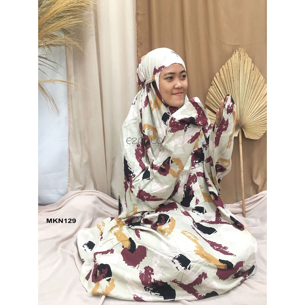 Ezpata Mukena Bali Dewasa Hadromut Jumbo Putusan Rayon Tebal Premium Motif Abstrak Bunga Floral Bahan Adem dan Halus Warna Soft Free Tas Mukena Cantik