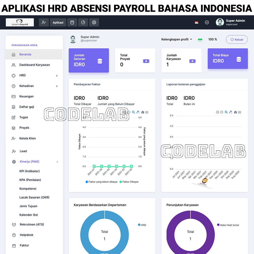 Source Code Aplikasi HRD HRIS Payroll dan Penggajian Absensi Cuti PHP