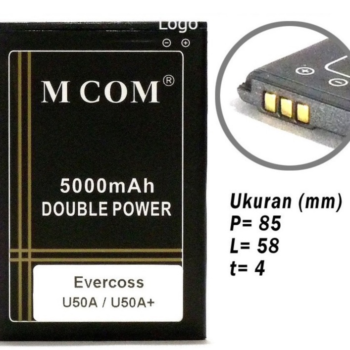 baterai mcom typ evercross u50a winner y star u50a plus u50a+ double power