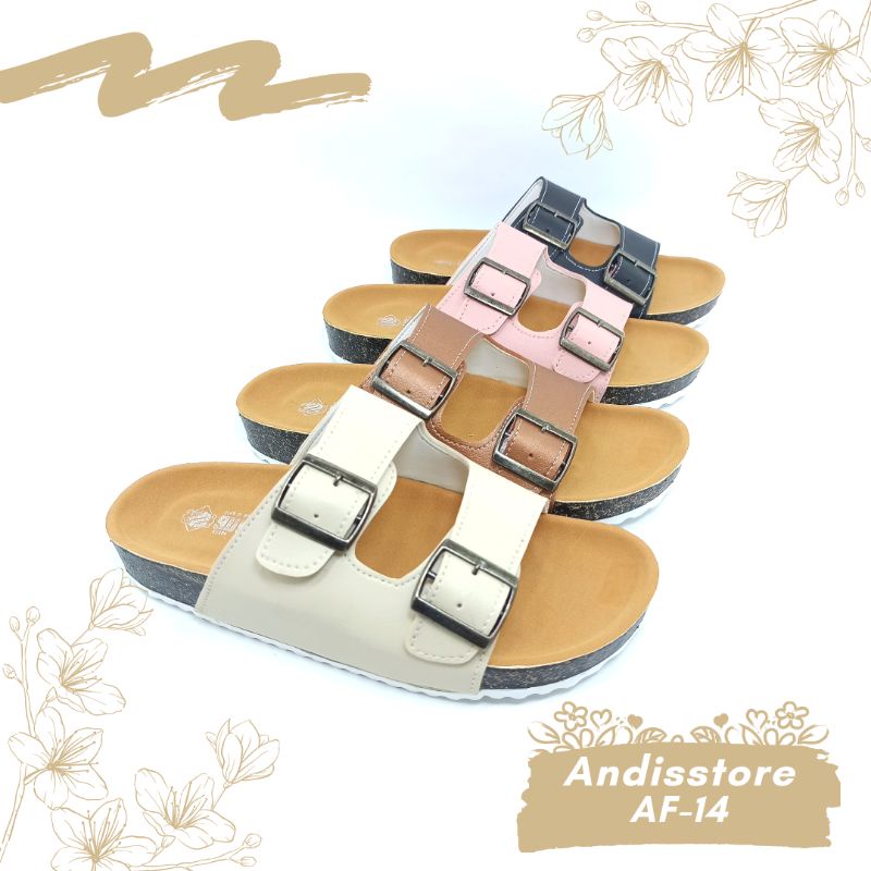 Sandal Selop Wanita Sendal Slop Puyuh Kekinian Model Birken Ban Dua Andis AF14