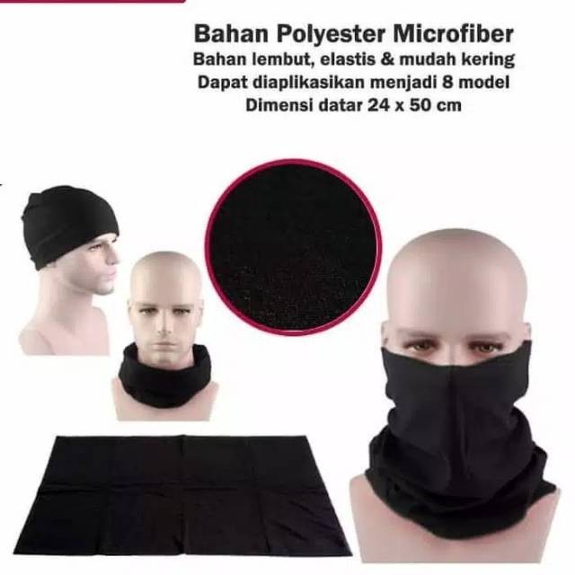 [COD] Masker Baff bandana multiguna hitam polos