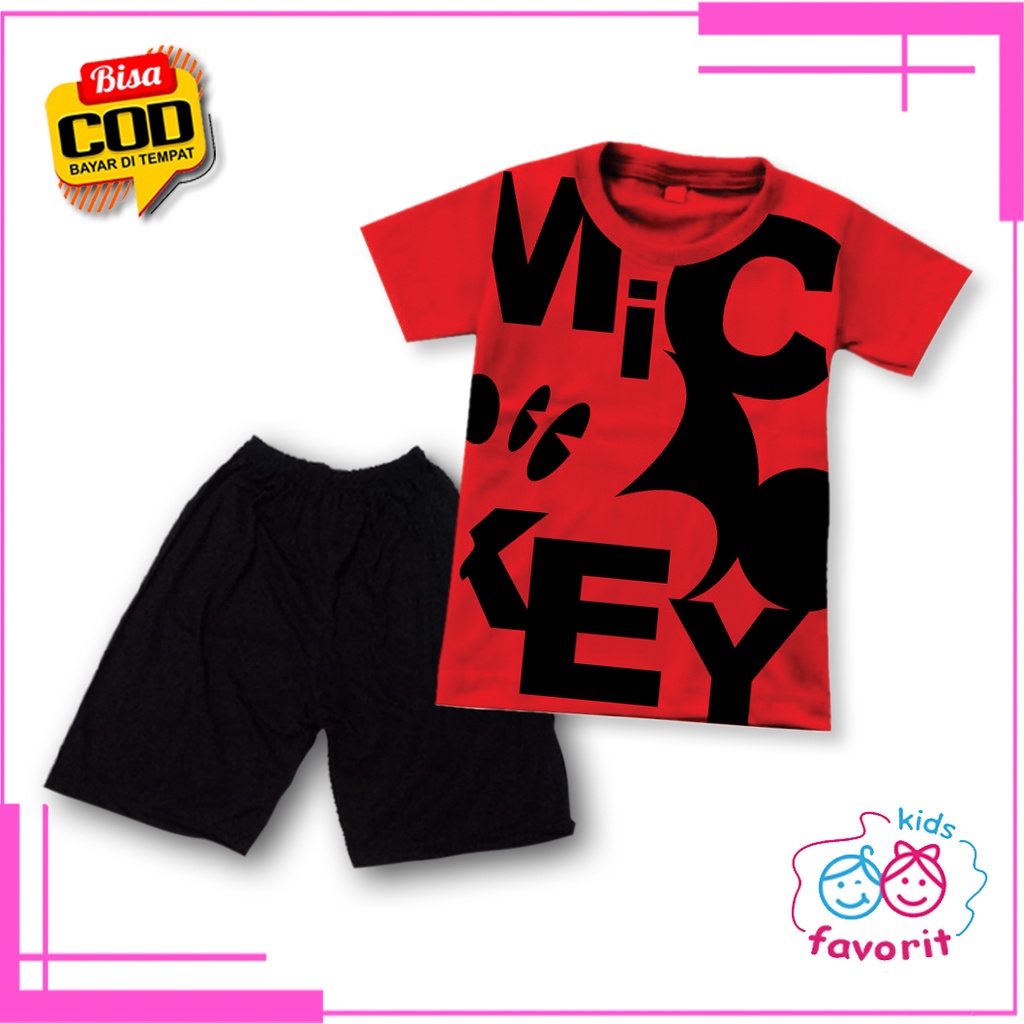 Favorit kids setelan baju anak perempuan lengan pendek | baju anak  gambar mic-key | baju anak cewek