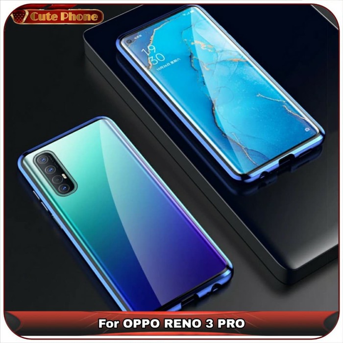 Casing Hard Case OPPO Reno3 Reno 3 Pro Full Tempered Glass Magnetic