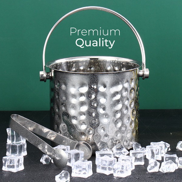 Ice Bucket Stainless Steel 1.7L Wadah Ember Es Batu Minuman Dingin Champagne Wine