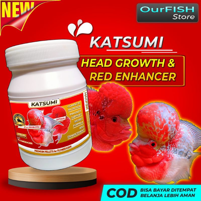 KATSUMI Pelet Louhan Jenong dan Warna with Carophyll Spirulina Super Red Pelet Ikan Hias Red Devil