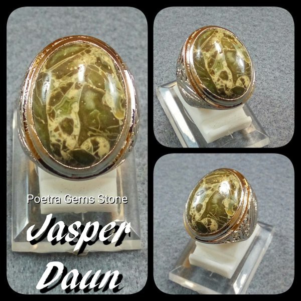 CINCIN ASLI NATURAL JASPER DAUN MOTIF ARTISTIK HARGA MENGGODA