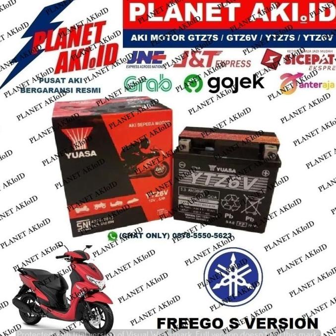 Aki Motor Yamaha Freego S Version YTZ6V YUASA Accu Kering MF planeta76 Murah