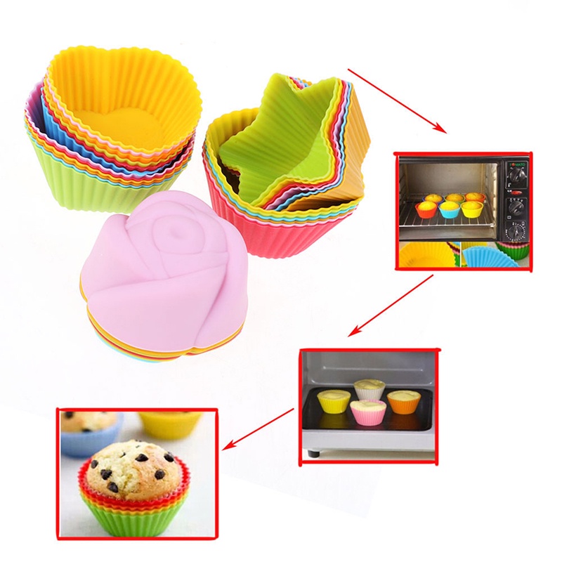 Sunshine 6pcs Cetakan Cupcake / Muffin Bahan Silikon Anti Lengket Tahan Panas