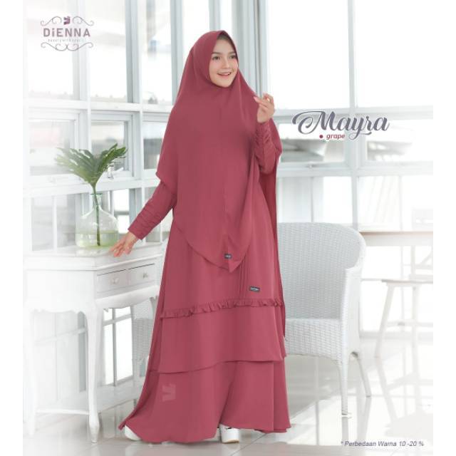 Mayra set dienna Grape size M gamis syari polos busui terbaru elegan