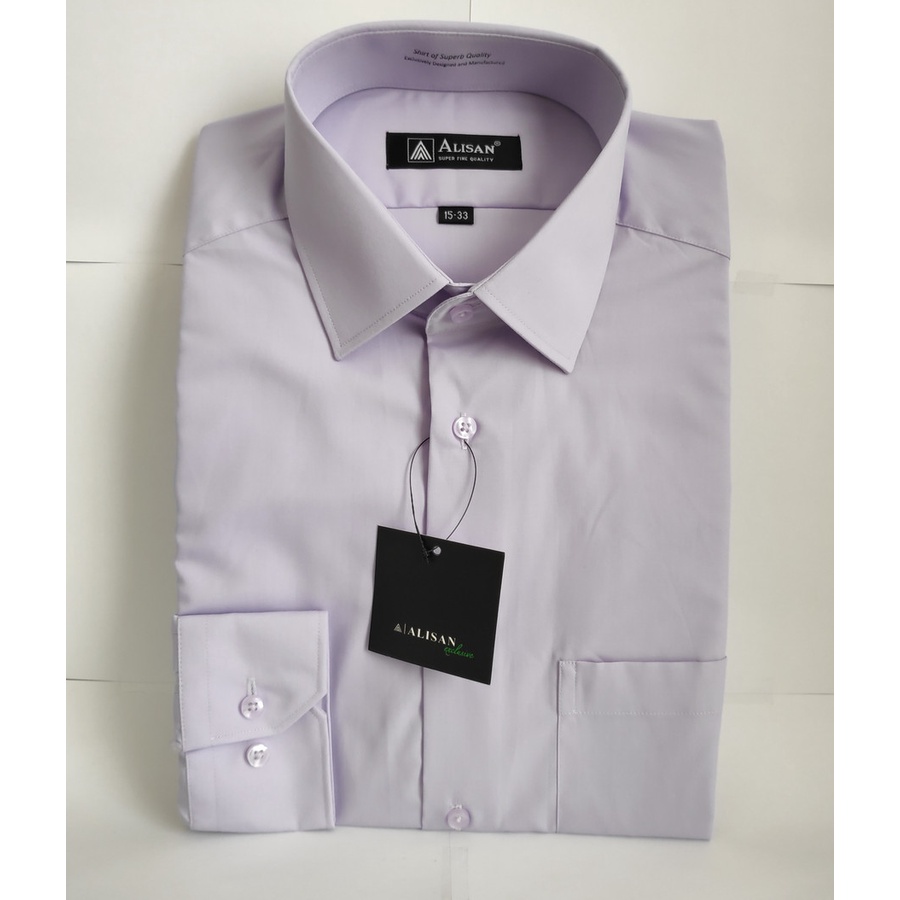 ALISAN Kemeja Polos Ungu Muda / Ungu 1 Reguler Lengan Panjang