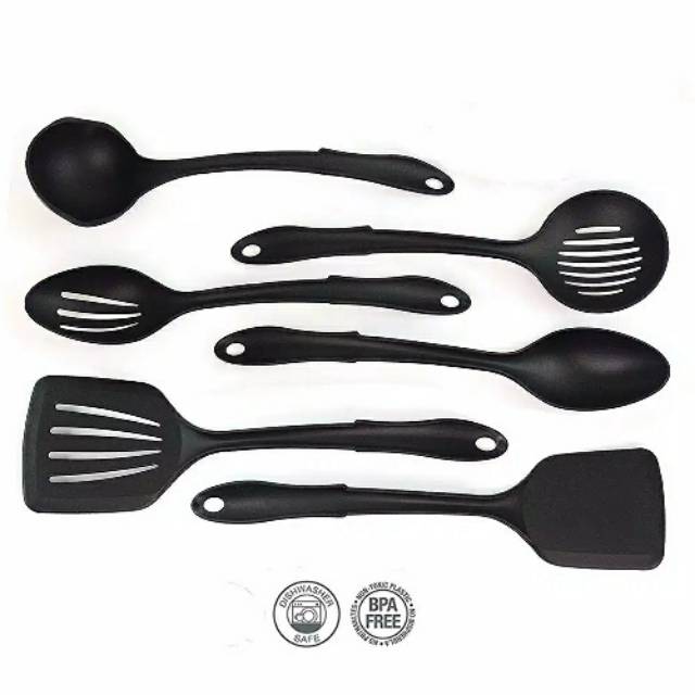 TERMURAH ! ALAT MASAK SET SPATULA HITAM ISI 6 PCS