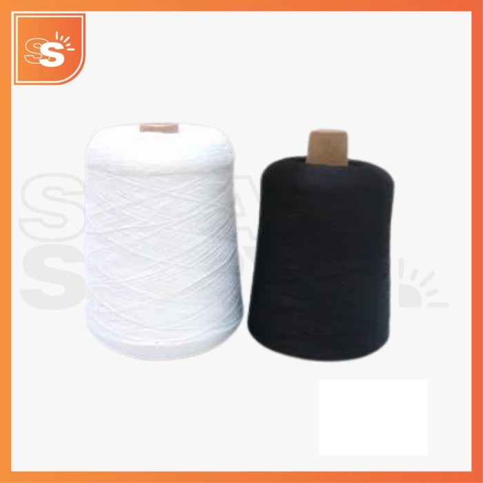 Benang Obras Polyester 200 Gram Warna Hitam/Putih