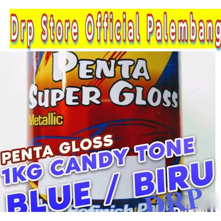 Penta Super Gloss 1 Kg Sekilo Candy Blue Biru tone Cat Mobil Motor Sepeda Glos Handalan Tahan Bensin