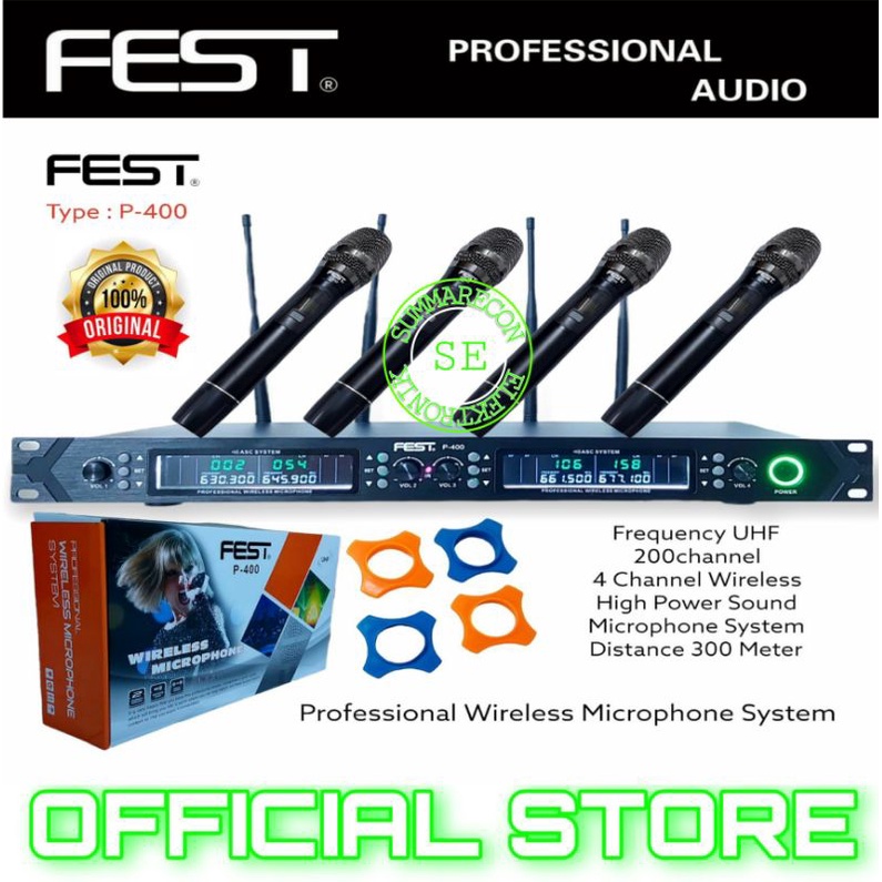 mic wireless 4 mic original fest p400 4 mic handled microphone karaoke