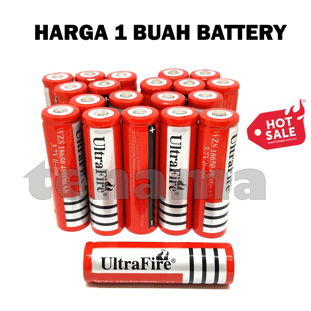 Baterai 18650 Ultrafire 3.7V MERAH Untuk Senter 1 Buah Battery