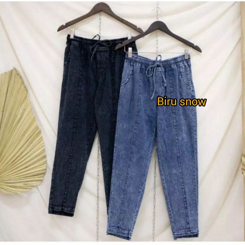 TERMURAH BAGGY SNOW JEANS WANITA DEWASA.CELANA JEANS PANJANG WANITA MODEL BAGGY BOYFRIEND PENCIL COD