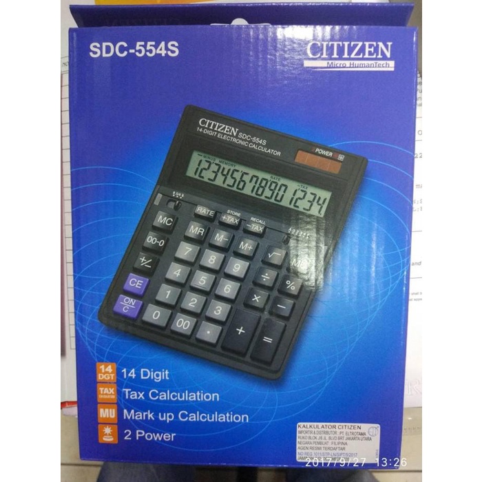 

PROMO! Kalkulator Citizen 14 digit SDC 558 |Kalkulator