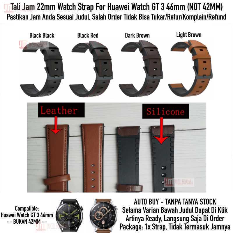 Hybrid Watch Strap Huawei Watch GT3 GT 3 46mm - Tali Jam 22mm Rubber Leather Kulit