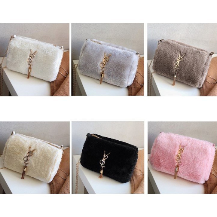 DEJI - Tas Selempang Y8L Bulu / Tas Fashion / Tas Cewek / Sling Bag / Tas Import Batam