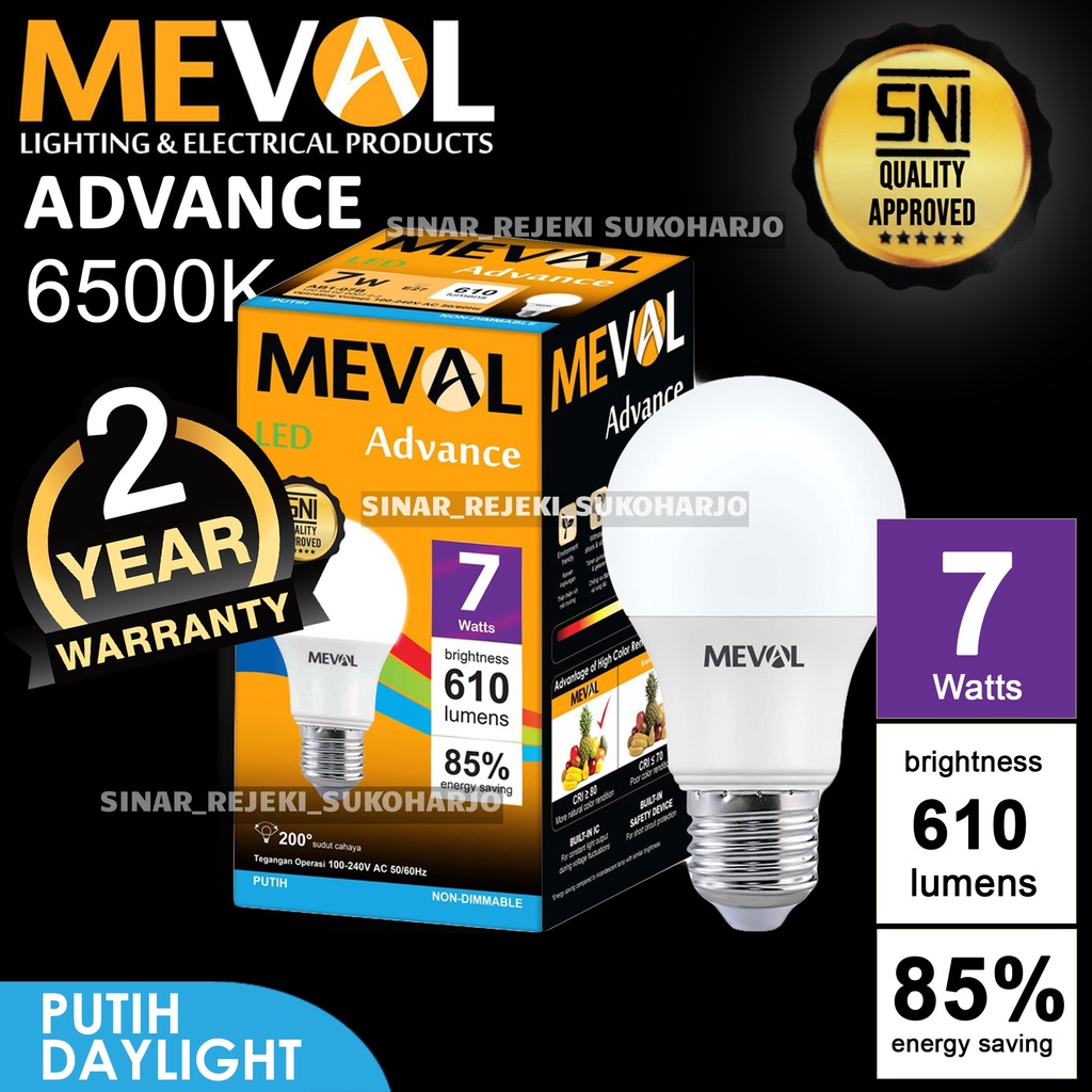 Meval Lampu LED Bulb Advance 7W - Putih