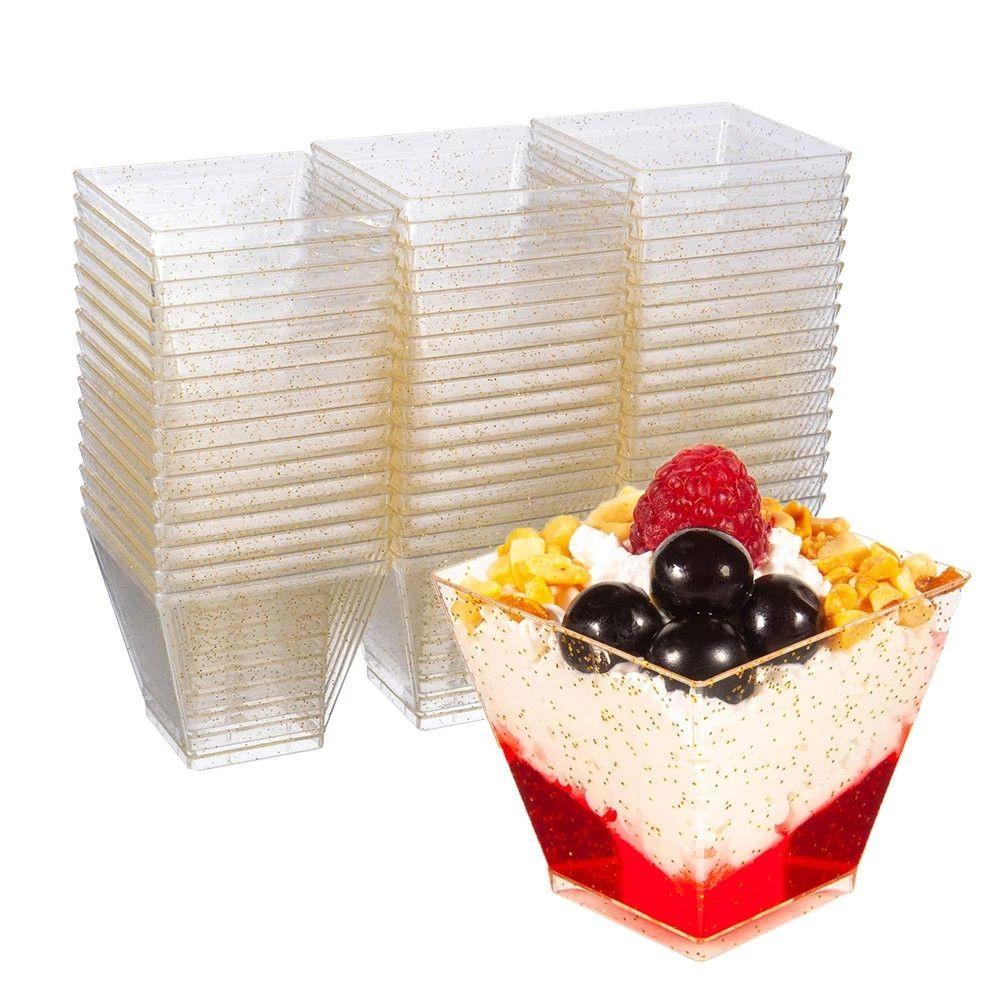 Populer 60ml 10/30 /50pcs Dessert Cup Bakeware Tempat Makanan Sendok Transparan Perlengkapan Pesta Mousses