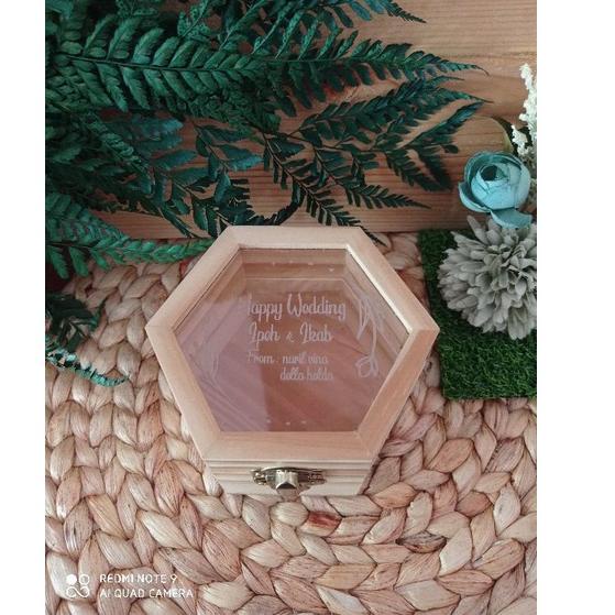 Diskon Surprise KOTAK CINCIN  || RING BOX ||  KOTAK KAYU Jati Belanda  || CINCIN TUNANGAN  || HEXA K