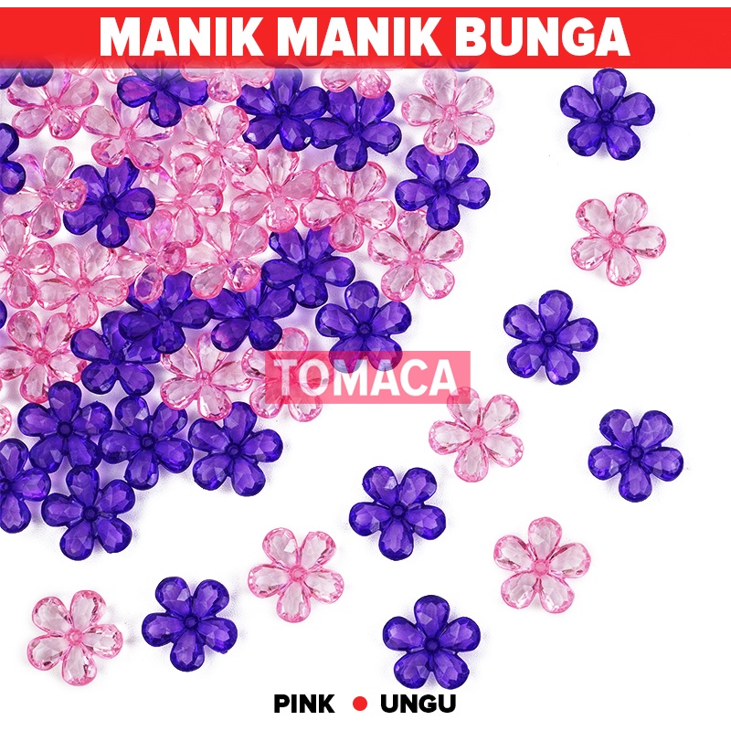 Mote Manik Bunga Sakura Warna Transparan Bening Bahan Mute Merangkai Kerajinan Prakarya DIY Meronce