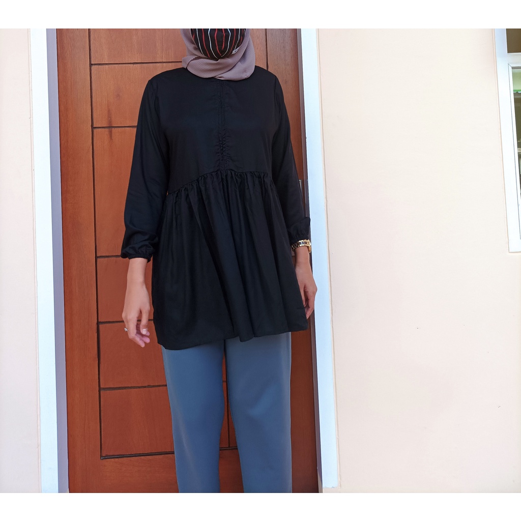 Pakaian Wanita Blouse Lengan Panjang Busui - Inner Lengan Panjang Polos Premium - Qiran Blouse Bahan
