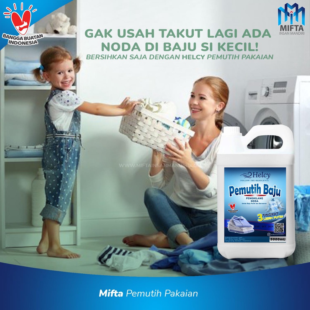 PEMUTIH BAJU DAN PAKAIAN HELCY 5 LITER / PEMUTIH NODA PAKAIAN CAIR / BLEACHING