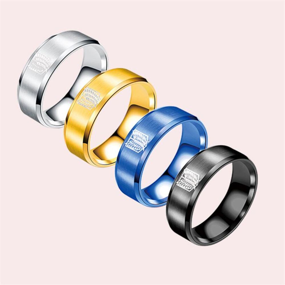 Cincin Desain Anime Attack On Titan 5 Warna Bahan Titanium Steel Untuk Pria Dan Wanita